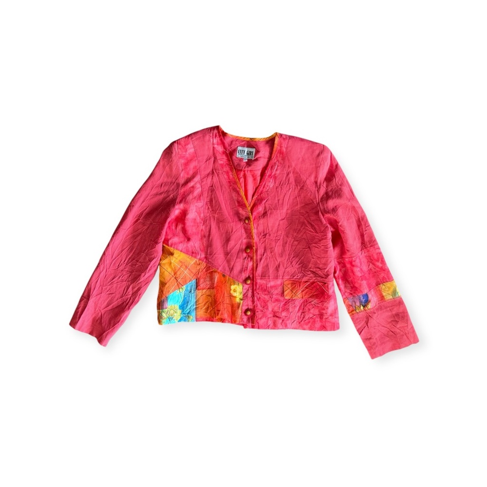 City Girl by Nancy Bolen pink blazer jacket Size 14 XL retro vintage style - Picture 6 of 13